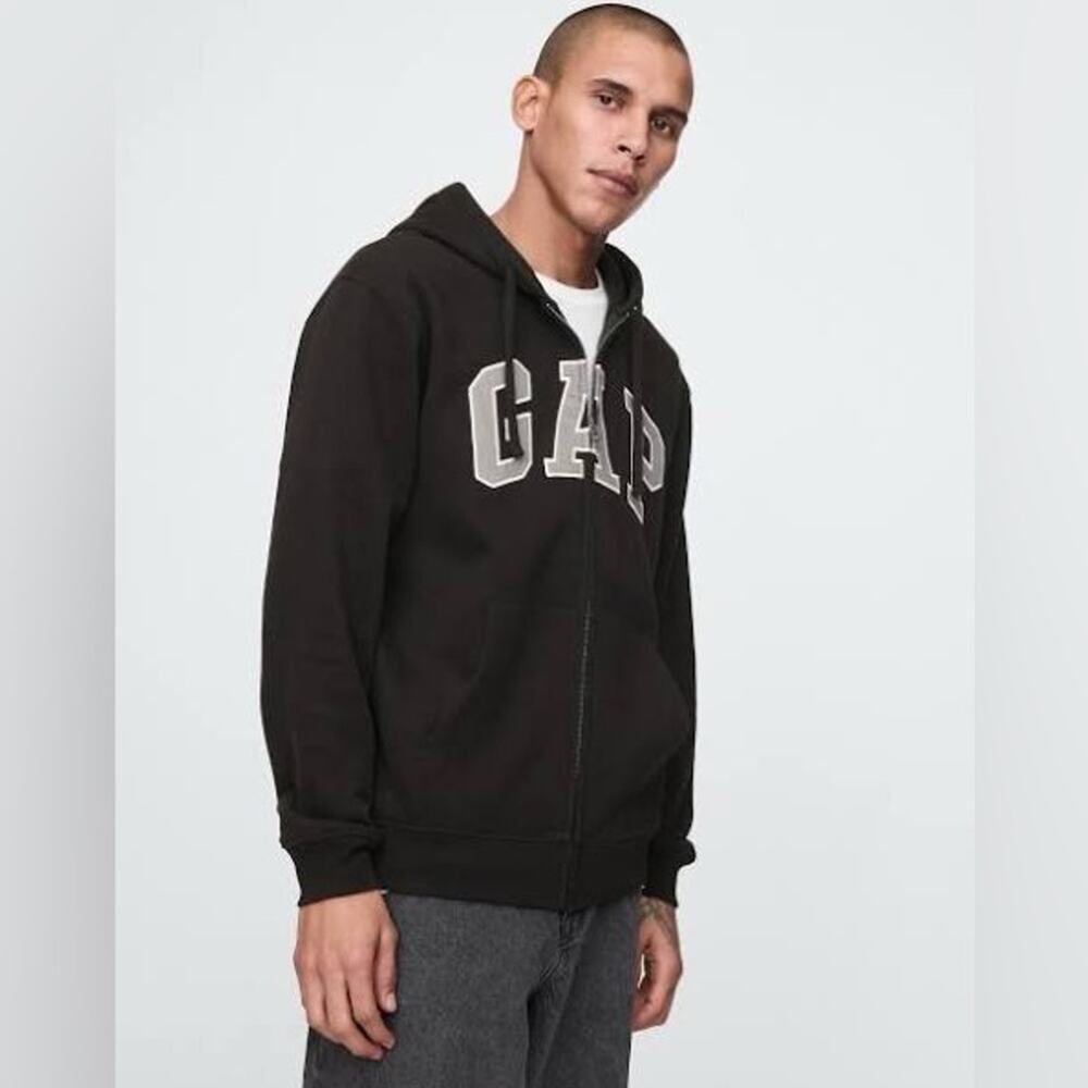 GAP Mens Black Zip Hoodie and Joggers Set Fleece Tracksuit Large NEW